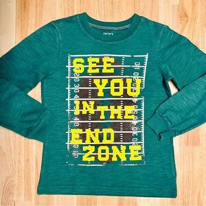Carter's Teal Long-Sleeve Tee with Yellow Football Graphic Ave 6